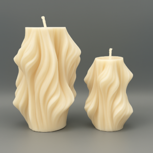 Skulpturkerzen Set 2er | Organische Wellenform | Handgemacht aus Bio-Sojawachs | Design-Kerzen | Geschenkidee | Dekoration