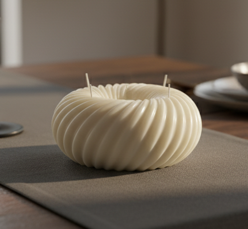 Spiral-Kerze Donut | Große Deko Kerze 100% | Handgemacht | Geschenkidee | 1200g | 20cm |